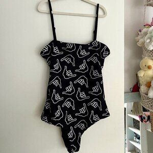 Of One Sea - Women's Strappy One Piece in Black Shaka, Size M